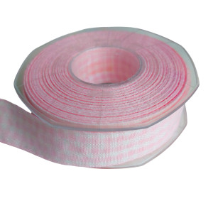 Vichy Ribbon - 25 mm Width - Color Pink